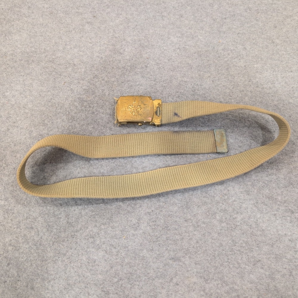Vintage Boy Scouts of America Belt Buckle Web Belt Metal Brass Emblem 32 in - Picture 1 of 3